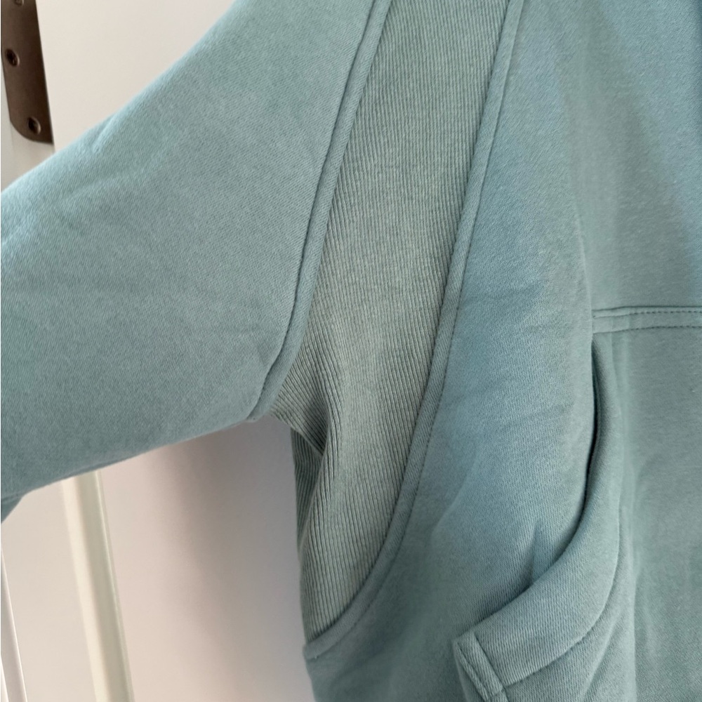 Women's Quarter-Zip Hoodie Sweatshirt in Light Teal - Picture 2 of 4
